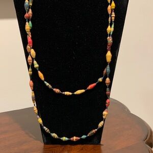 Colorful paper roll beaded  Necklace 27” total length ( bought overseas)